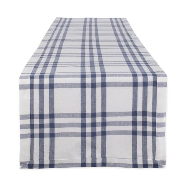Design Imports 14 x 72 in. French Blue Farm to Check Table Runner CAMZ11711